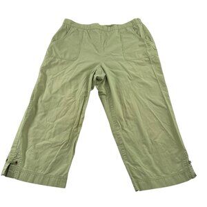 Alfred Dunner Green Capri Pants Size 12 Cotton pull on elastic waist‎